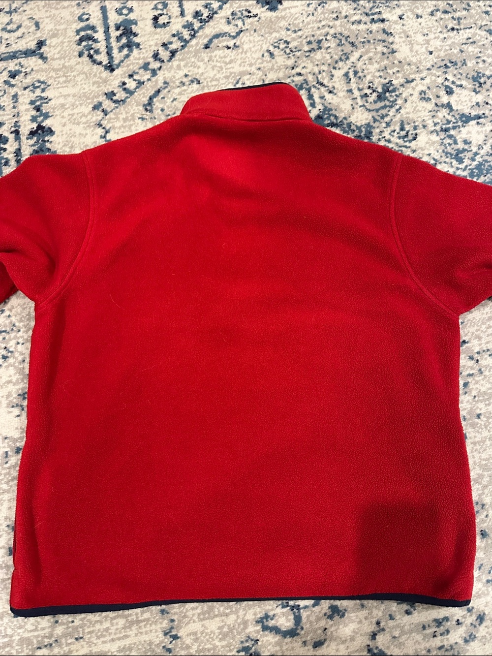 L.L. Bean Fleece Pullover Mens medium Red Snap Button Vintage Contrast Trim - Picture 10 of 11